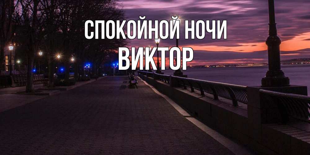 Открытка на каждый день с именем, Виктор Спокойной ночи фонари на фоне реки Прикольная открытка с пожеланием онлайн скачать бесплатно 