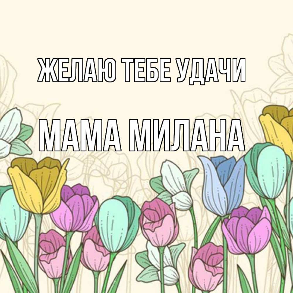 Открытка на каждый день с именем, Мама-Милана Желаю тебе удачи тюльпаны Прикольная открытка с пожеланием онлайн скачать бесплатно 