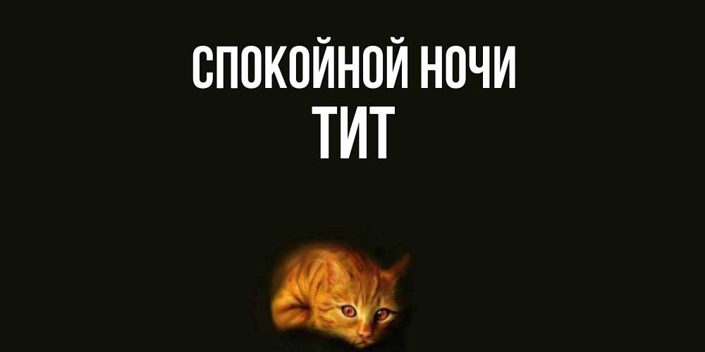 Открытка на каждый день с именем, Тит Спокойной ночи кот Прикольная открытка с пожеланием онлайн скачать бесплатно 