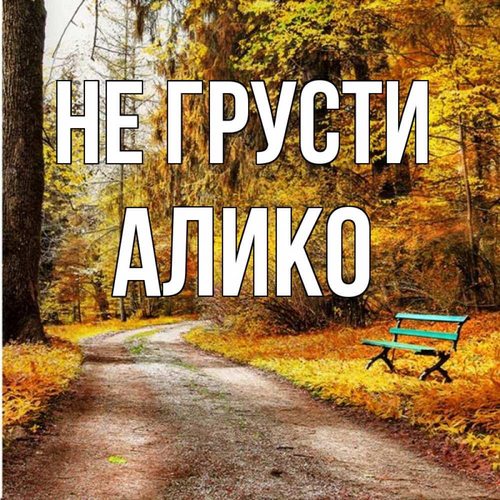 Открытка на каждый день с именем, Алико Не грусти зеленая лавочка Прикольная открытка с пожеланием онлайн скачать бесплатно 