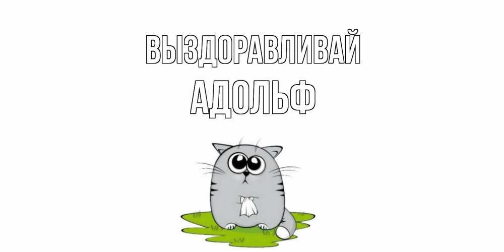 Открытка на каждый день с именем, Адольф Выздоравливай кот и открытки про выздоровление Прикольная открытка с пожеланием онлайн скачать бесплатно 