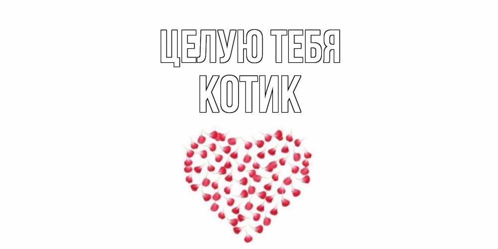 Открытка на каждый день с именем, Котик Целую тебя сердце Прикольная открытка с пожеланием онлайн скачать бесплатно 
