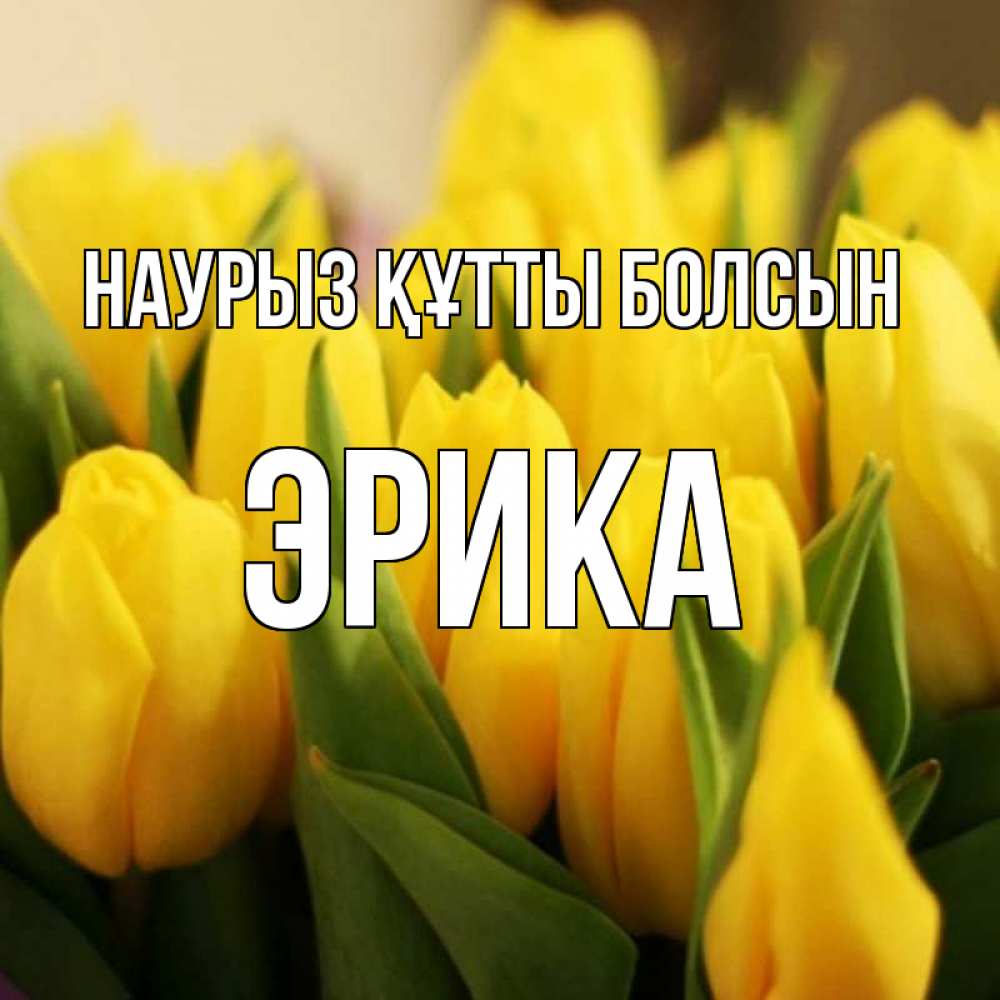 Открытка на каждый день с именем, Эрика Наурыз құтты болсын цветы Прикольная открытка с пожеланием онлайн скачать бесплатно 