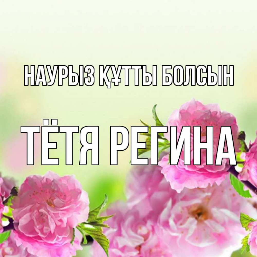 Открытка на каждый день с именем, Тётя-Регина Наурыз құтты болсын цветы Прикольная открытка с пожеланием онлайн скачать бесплатно 