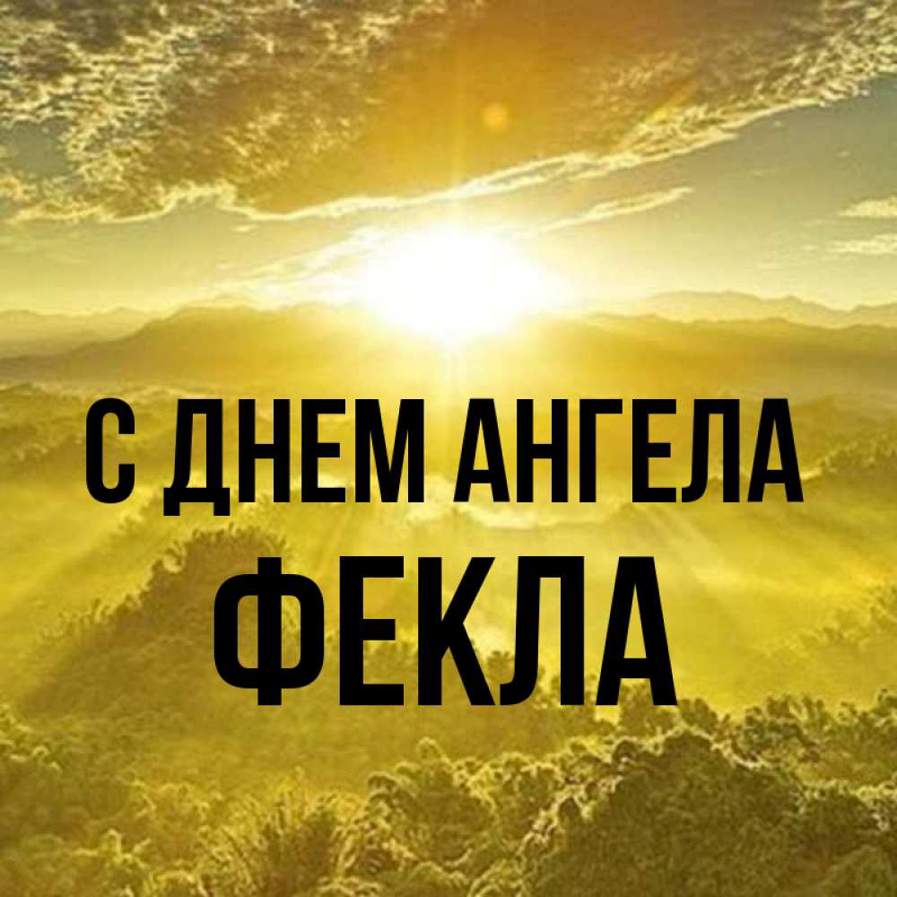 Открытка на каждый день с именем, Фекла С днем ангела леса и небо в желтом Прикольная открытка с пожеланием онлайн скачать бесплатно 