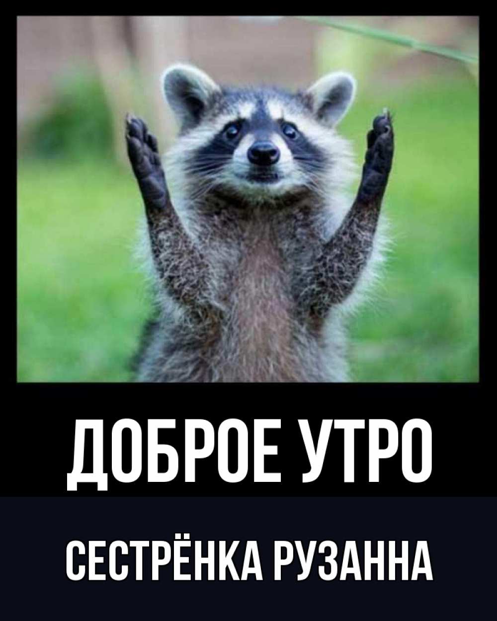 Открытка на каждый день с именем, Сестрёнка-Рузанна Доброе утро хорошее настроение утречком Прикольная открытка с пожеланием онлайн скачать бесплатно 