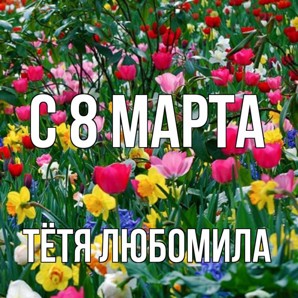 Открытка на каждый день с именем, Тётя-Любомила С 8 МАРТА с международным женским днем поздравления для женщины Прикольная открытка с пожеланием онлайн скачать бесплатно 