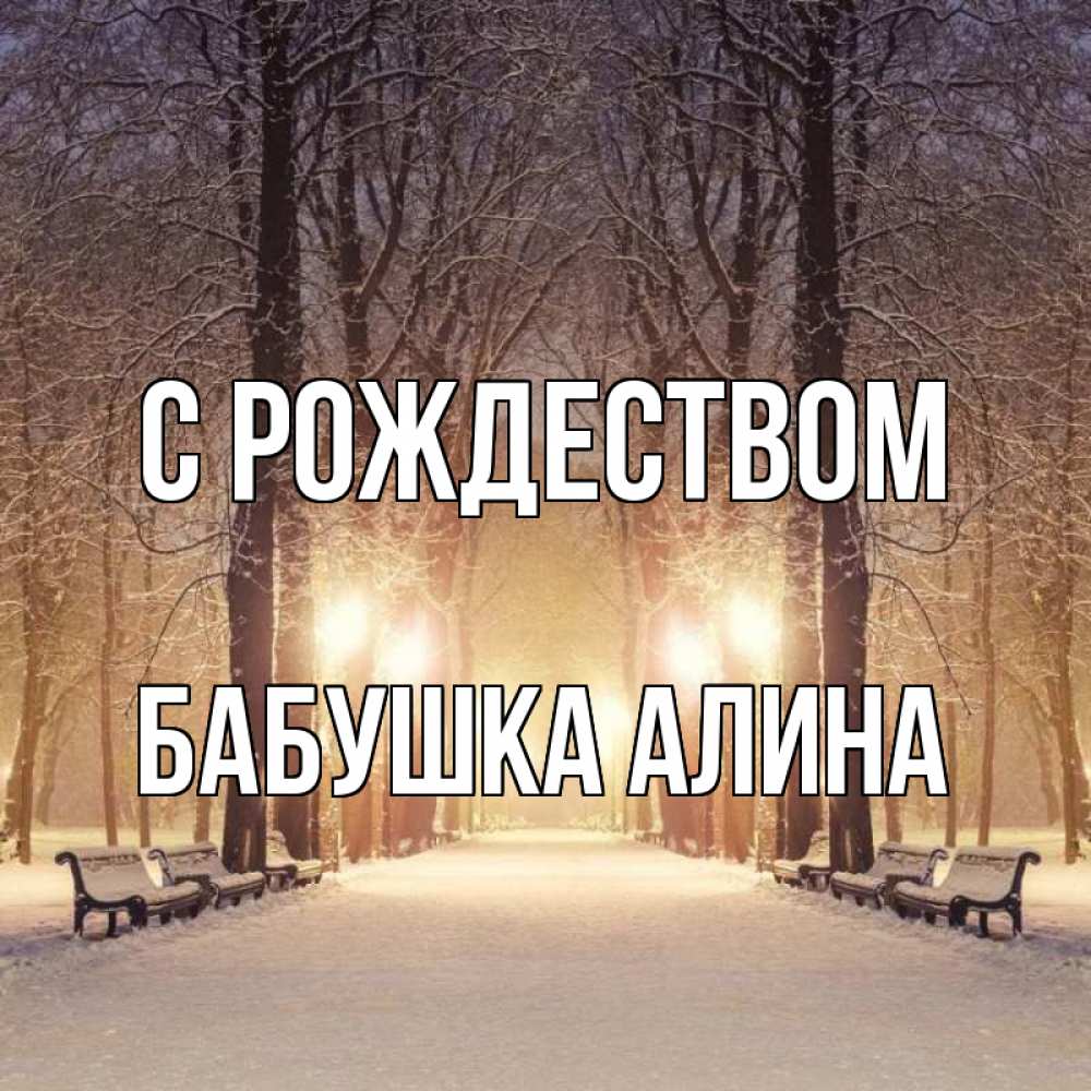 Открытка на каждый день с именем, Бабушка-Алина С рождеством зима, парк, фонарь, лес Прикольная открытка с пожеланием онлайн скачать бесплатно 