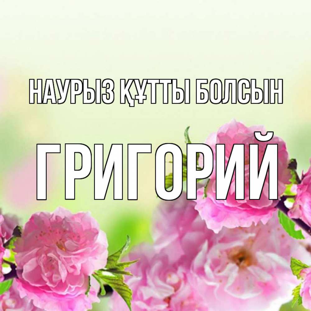 Открытка на каждый день с именем, Григорий Наурыз құтты болсын цветы Прикольная открытка с пожеланием онлайн скачать бесплатно 