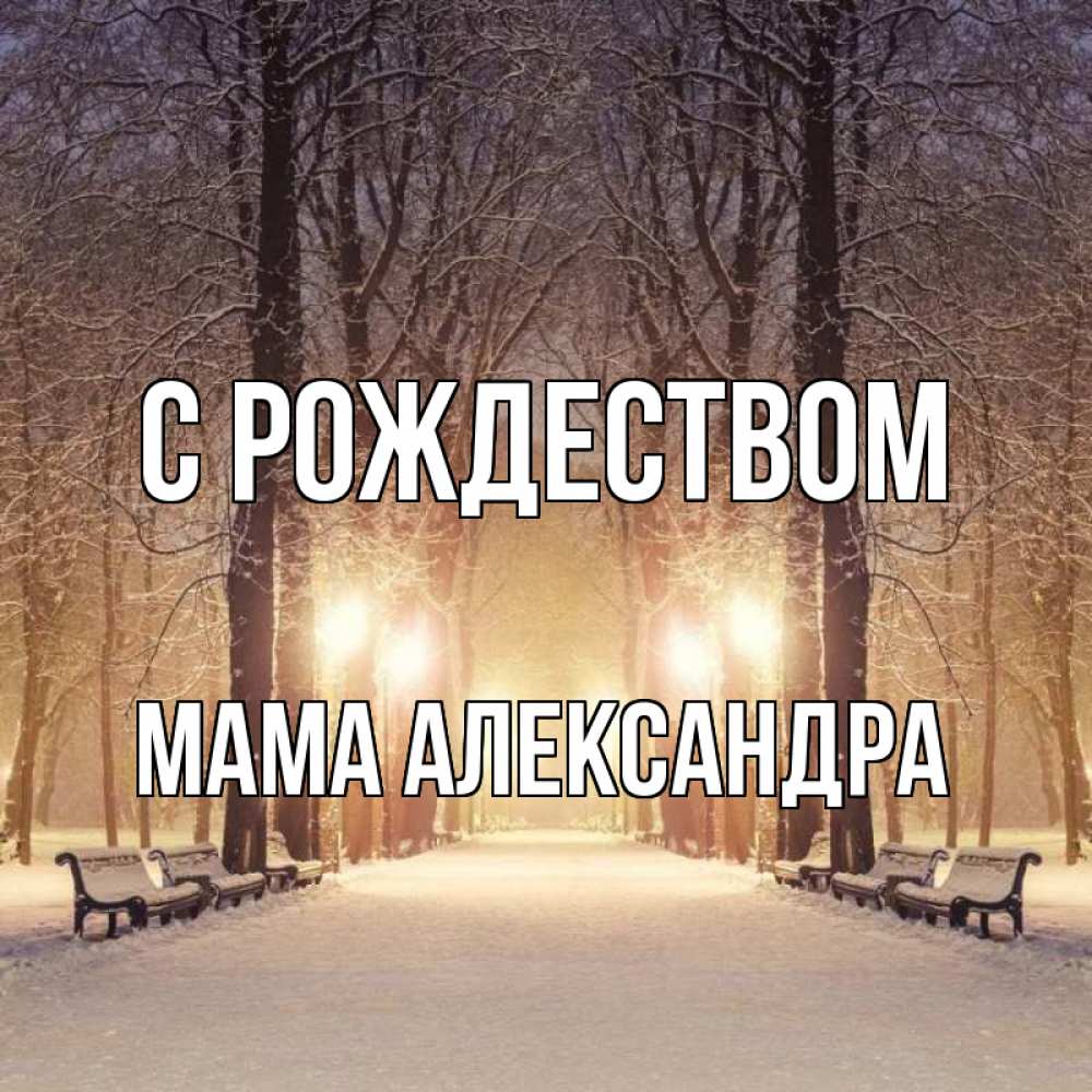 Открытка на каждый день с именем, Мама-Александра С рождеством зима, парк, фонарь, лес Прикольная открытка с пожеланием онлайн скачать бесплатно 