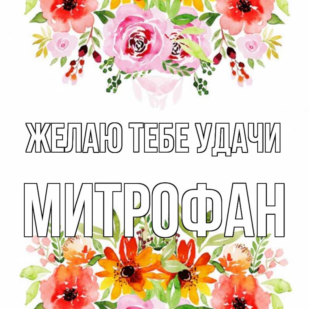 Открытка на каждый день с именем, Митрофан Желаю тебе удачи открытка с цветами акварелью Прикольная открытка с пожеланием онлайн скачать бесплатно 