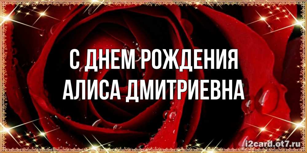 Открытка на каждый день с именем, Алиса-Дмитриевна С днем рождения цветок в росе на день рождения Прикольная открытка с пожеланием онлайн скачать бесплатно 