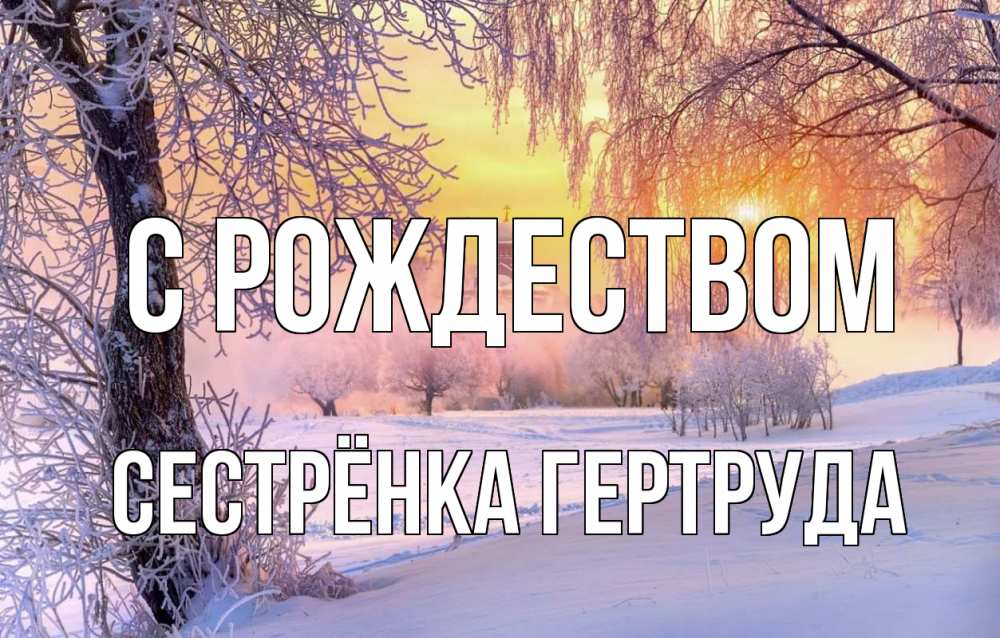 Открытка на каждый день с именем, Сестрёнка-Гертруда С рождеством рождество, лес, зима 1 Прикольная открытка с пожеланием онлайн скачать бесплатно 