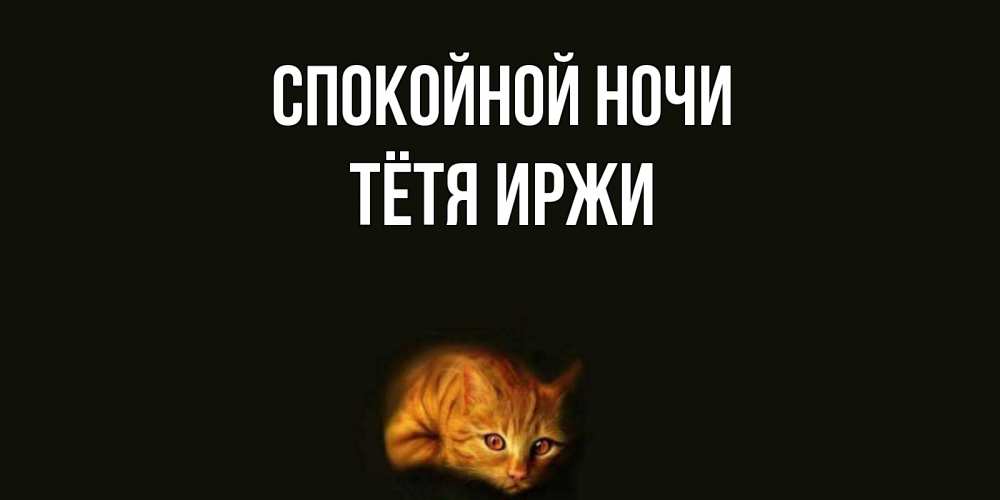 Открытка на каждый день с именем, Тётя-Иржи Спокойной ночи кот Прикольная открытка с пожеланием онлайн скачать бесплатно 