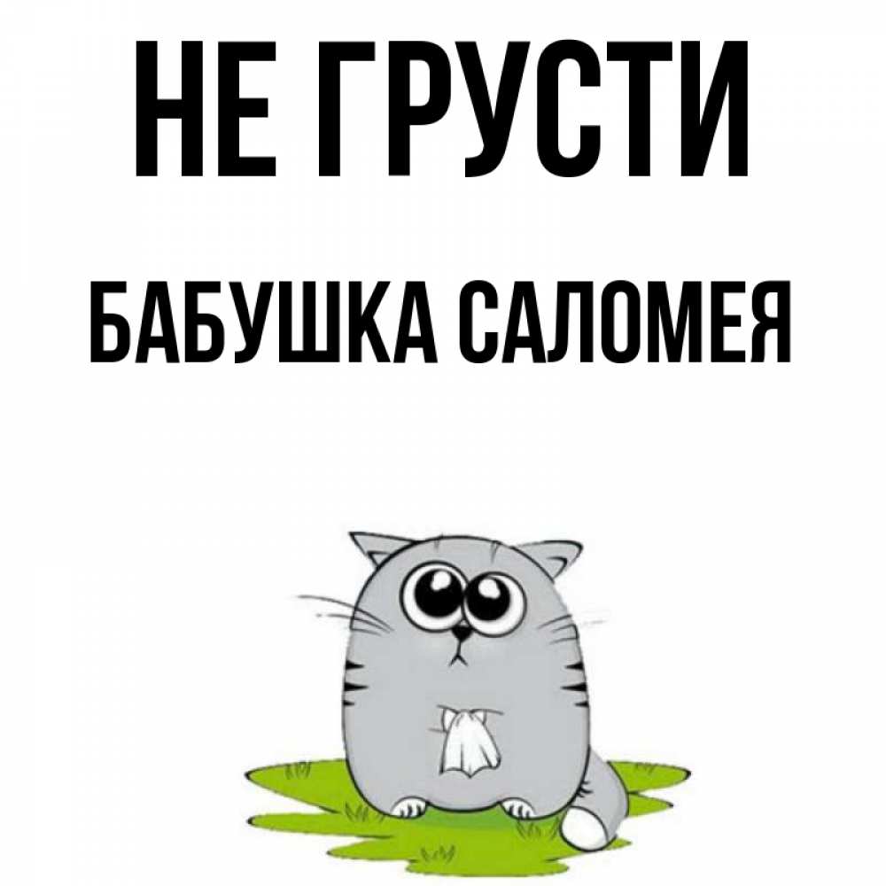 Открытка на каждый день с именем, Бабушка-Саломея Не грусти грустный котяра Прикольная открытка с пожеланием онлайн скачать бесплатно 