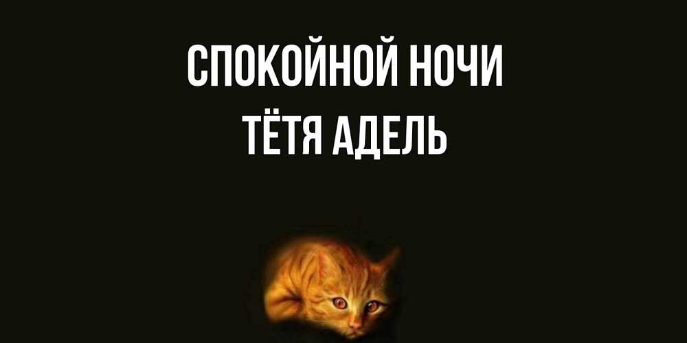 Открытка на каждый день с именем, Тётя-Адель Спокойной ночи кот Прикольная открытка с пожеланием онлайн скачать бесплатно 