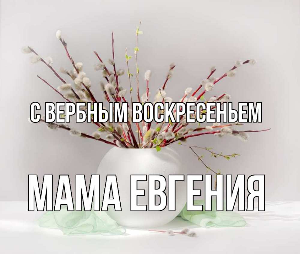 Открытка на каждый день с именем, Мама-Евгения С вербным воскресеньем верба Прикольная открытка с пожеланием онлайн скачать бесплатно 