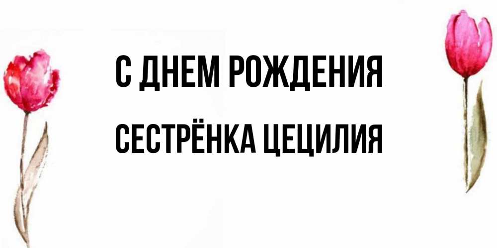 Открытка на каждый день с именем, Сестрёнка-Цецилия С днем рождения открытки акварелью с цветами Прикольная открытка с пожеланием онлайн скачать бесплатно 