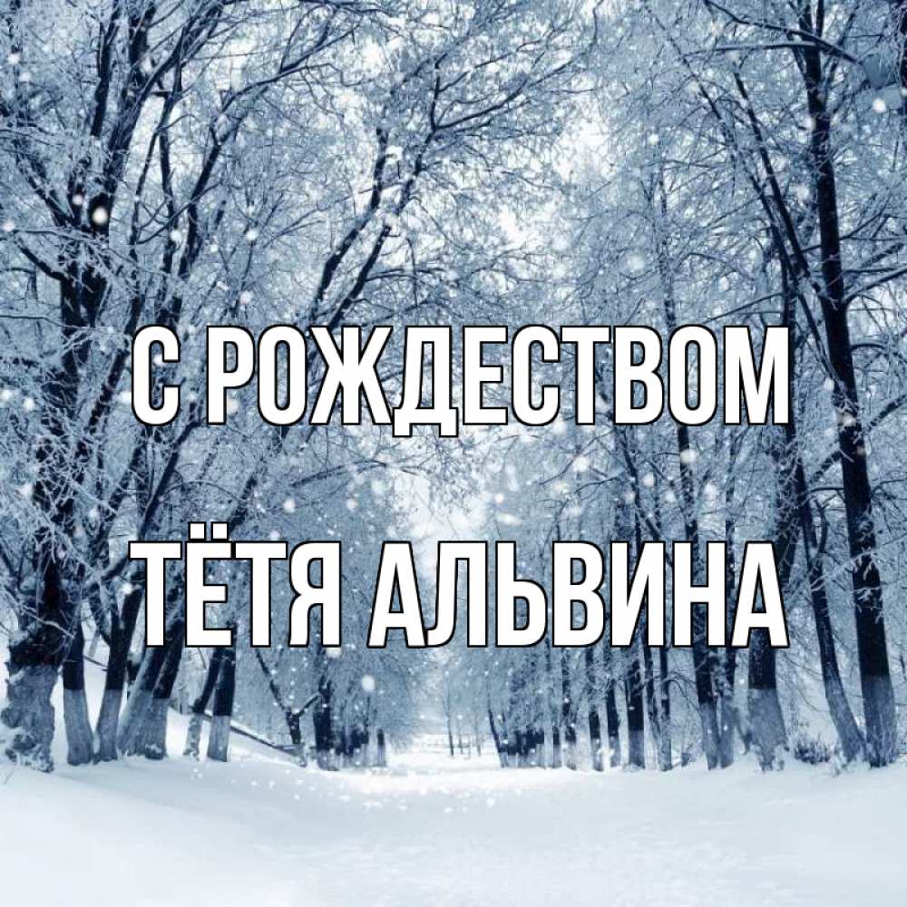 Открытка на каждый день с именем, Тётя-Альвина С рождеством снег, лес, парк Прикольная открытка с пожеланием онлайн скачать бесплатно 