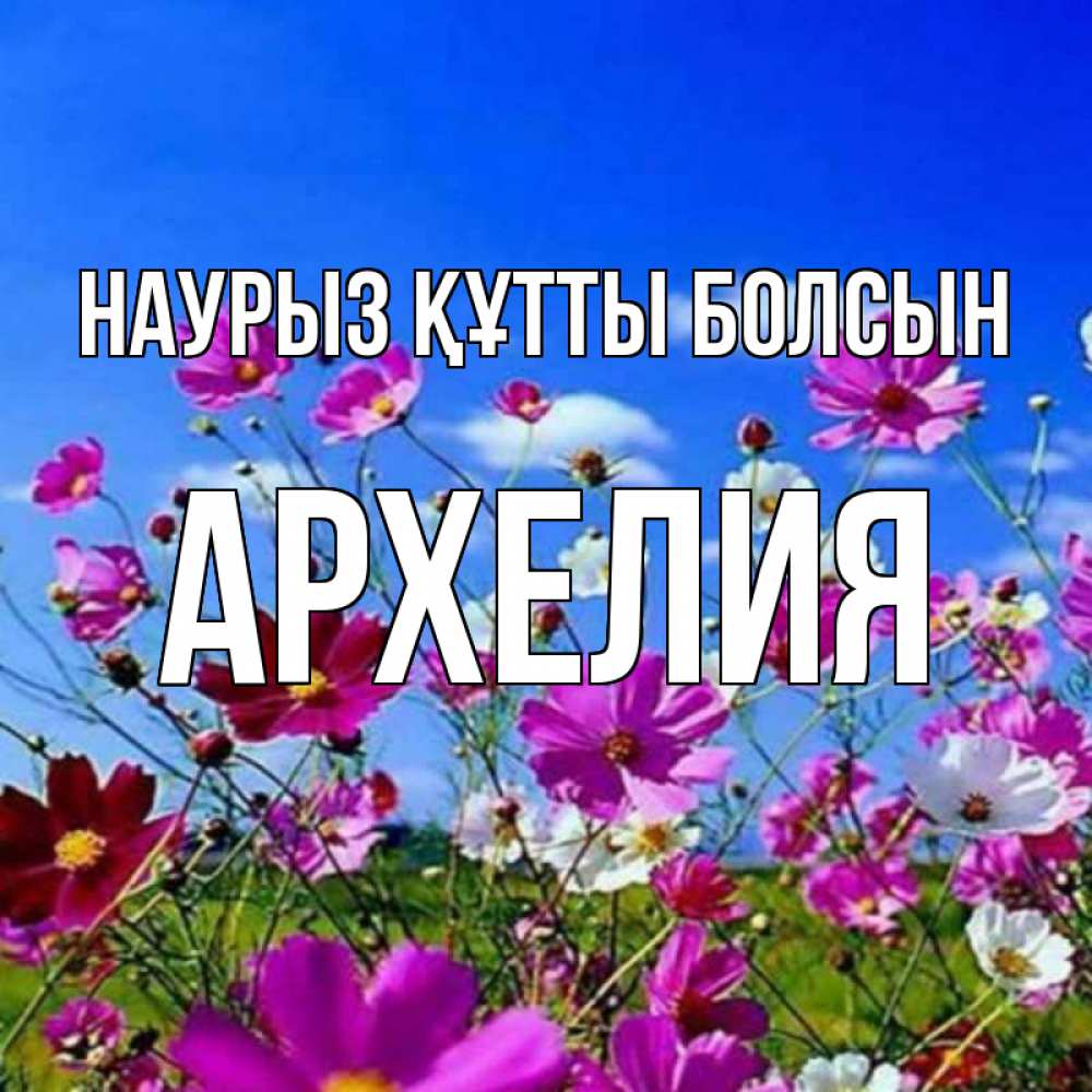 Открытка на каждый день с именем, Архелия Наурыз құтты болсын цветы Прикольная открытка с пожеланием онлайн скачать бесплатно 