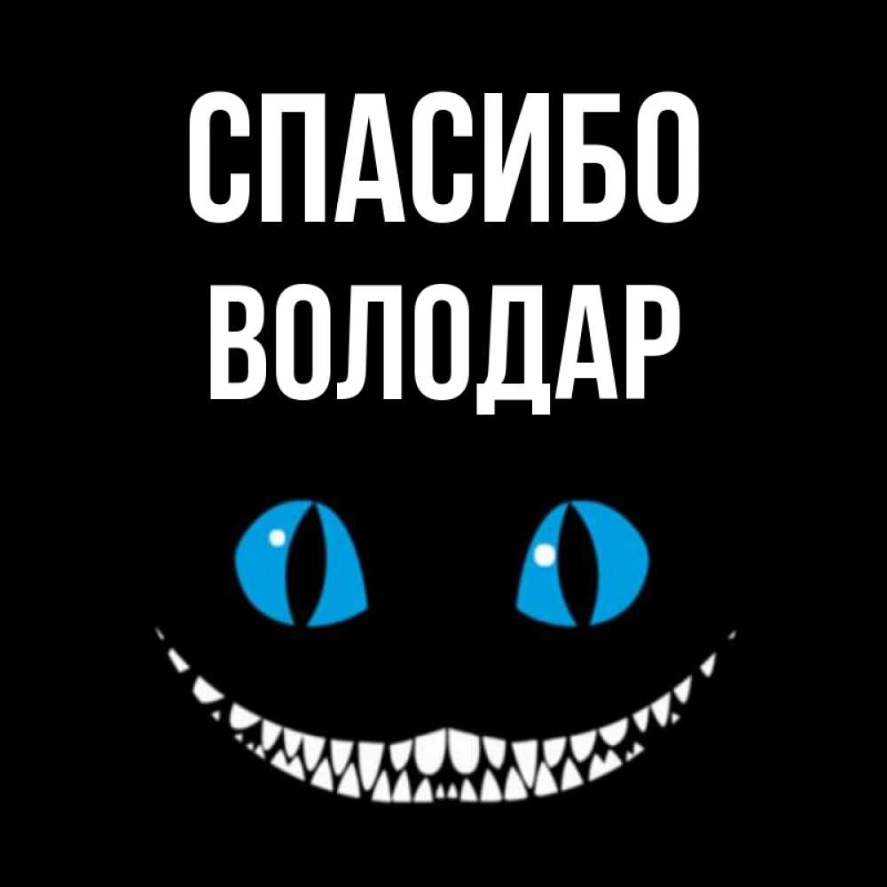 Открытка на каждый день с именем, Володар Спасибо благодарю от чеширика Прикольная открытка с пожеланием онлайн скачать бесплатно 