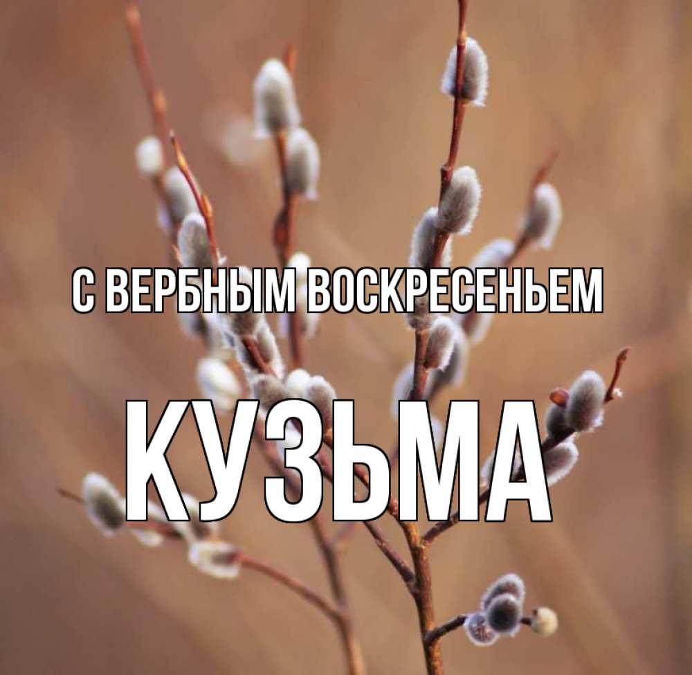 Открытка на каждый день с именем, Кузьма С вербным воскресеньем верба Прикольная открытка с пожеланием онлайн скачать бесплатно 