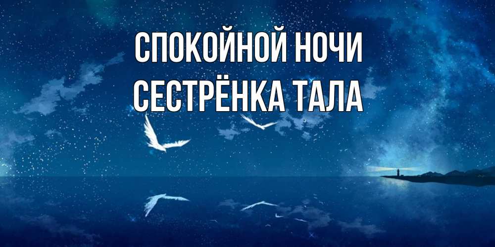 Открытка на каждый день с именем, Сестрёнка-Тала Спокойной ночи птицы летят на фоне ночного неба Прикольная открытка с пожеланием онлайн скачать бесплатно 