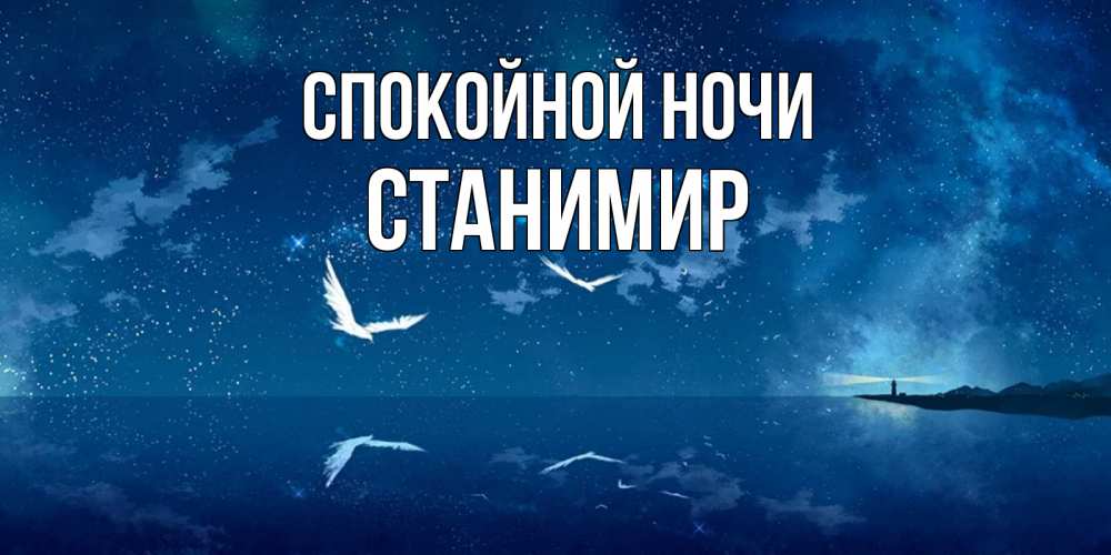 Открытка на каждый день с именем, Станимир Спокойной ночи птицы летят на фоне ночного неба Прикольная открытка с пожеланием онлайн скачать бесплатно 