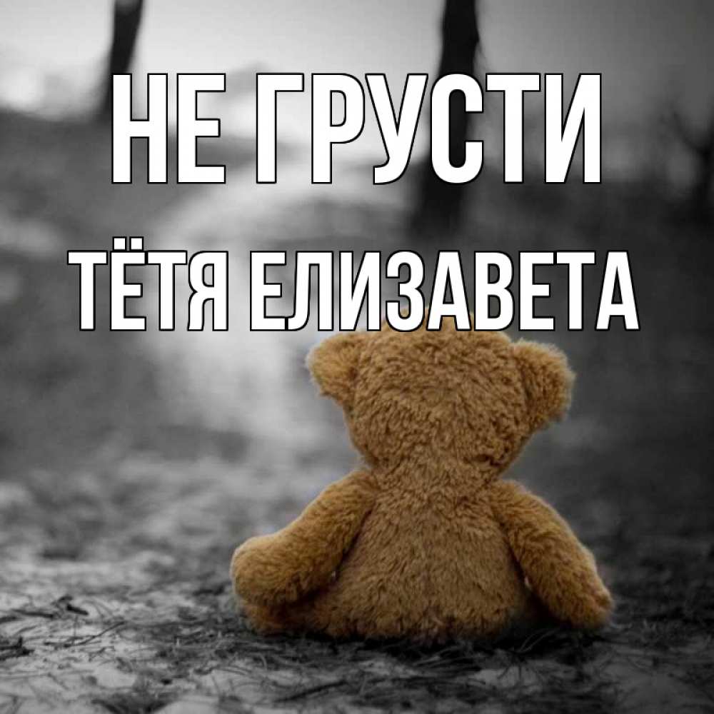 Открытка на каждый день с именем, Тётя-Елизавета Не грусти медведь со спин Прикольная открытка с пожеланием онлайн скачать бесплатно 