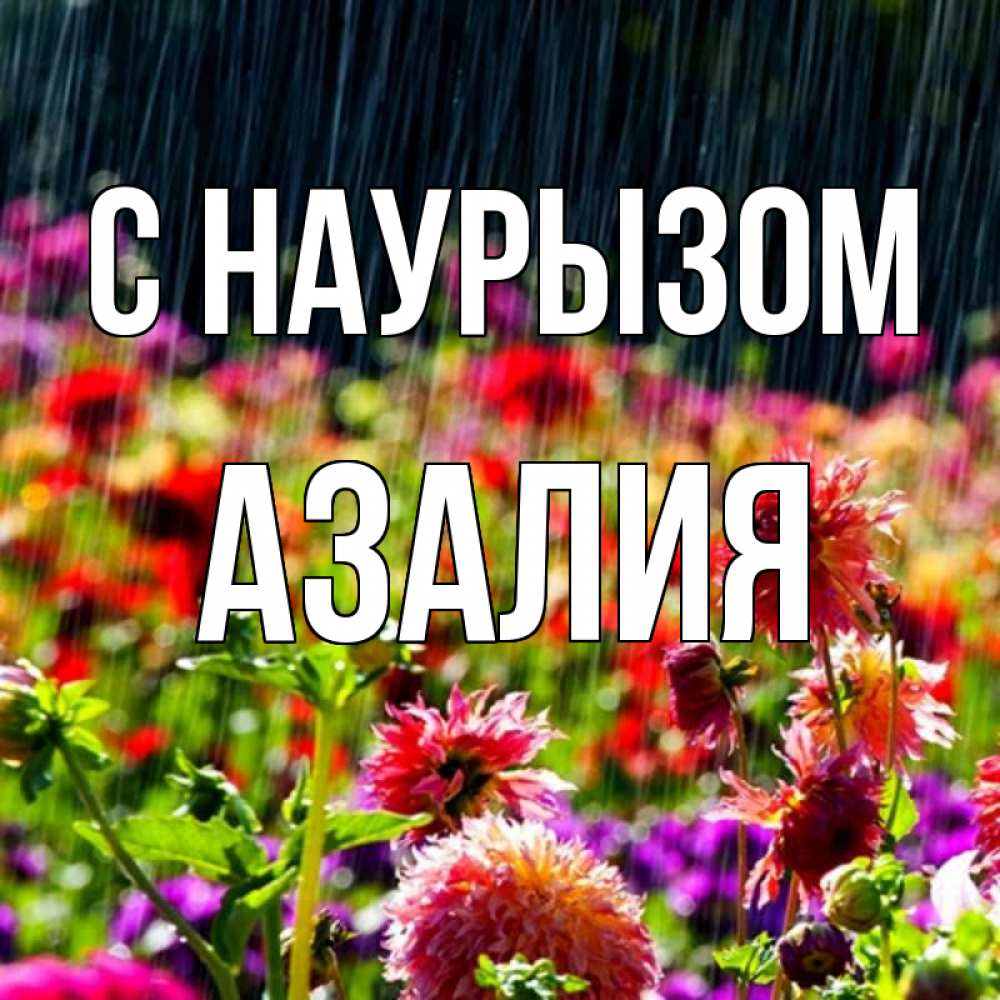Открытка на каждый день с именем, Азалия С наурызом цветы под дождиком к международному женскому дню Прикольная открытка с пожеланием онлайн скачать бесплатно 