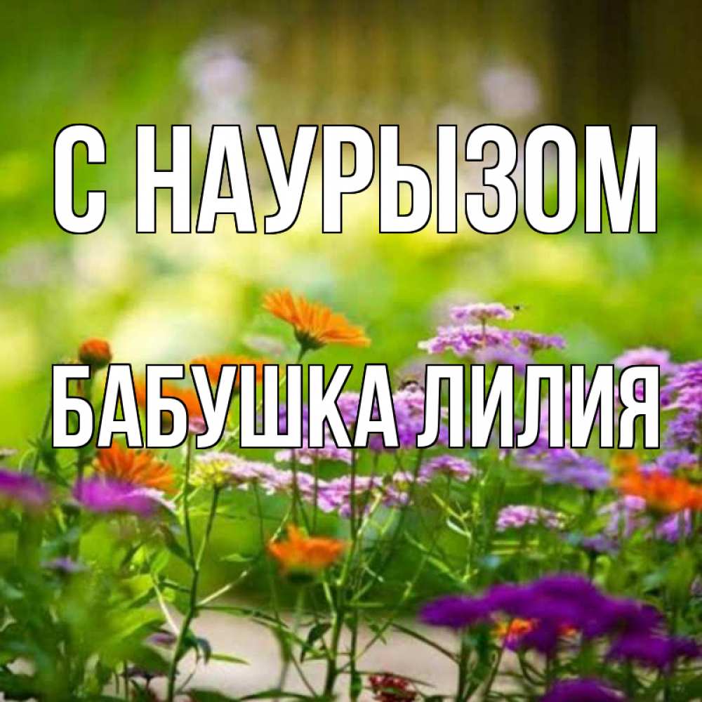Открытка на каждый день с именем, Бабушка-Лилия С наурызом цветы Прикольная открытка с пожеланием онлайн скачать бесплатно 