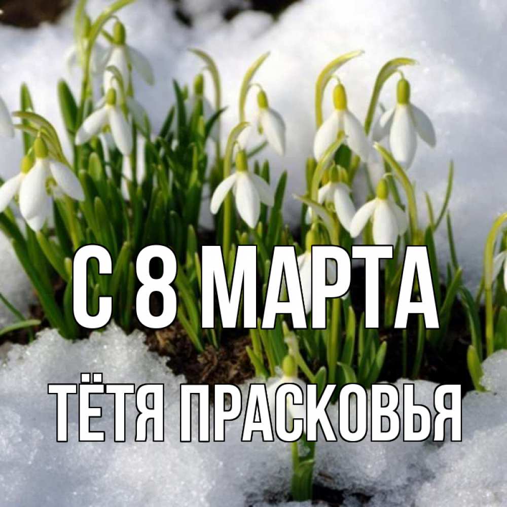 Открытка на каждый день с именем, Тётя-Прасковья С 8 марта цветы весенние Прикольная открытка с пожеланием онлайн скачать бесплатно 