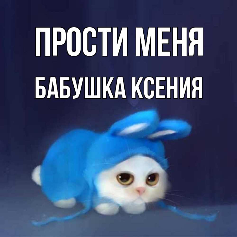 Открытка на каждый день с именем, Бабушка-Ксения Прости меня невинный котозай просит прощения Прикольная открытка с пожеланием онлайн скачать бесплатно 