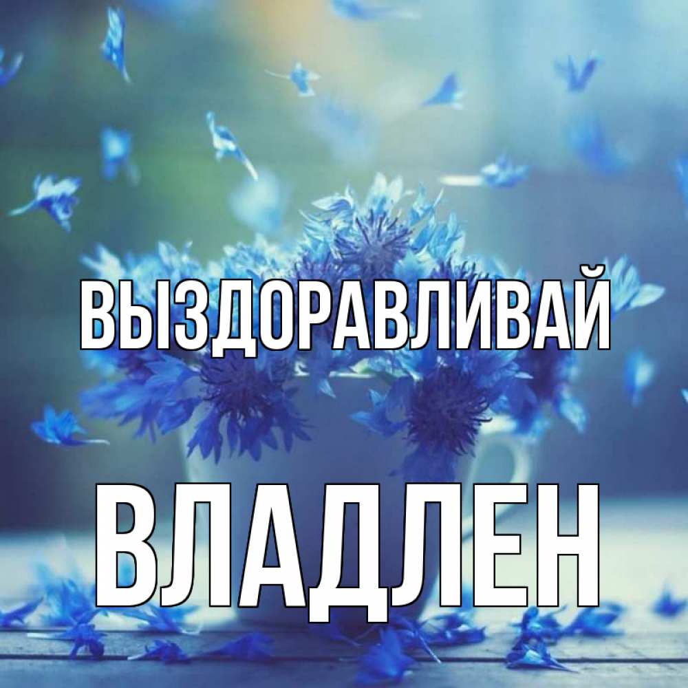Открытка на каждый день с именем, Владлен Выздоравливай кружка с зельем и цветами Прикольная открытка с пожеланием онлайн скачать бесплатно 