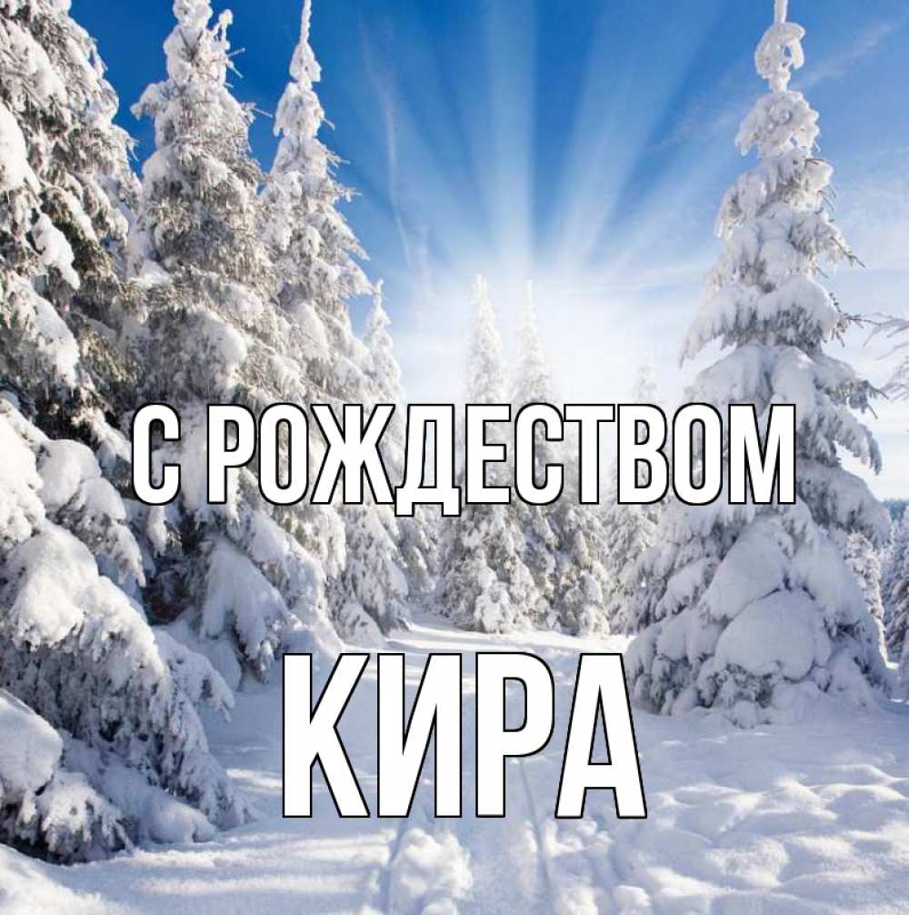 Открытка на каждый день с именем, Кира С рождеством зима, лес Прикольная открытка с пожеланием онлайн скачать бесплатно 