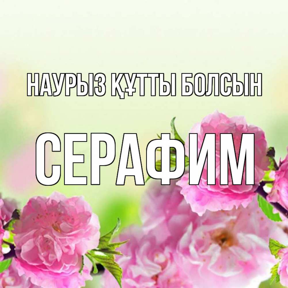 Открытка на каждый день с именем, Серафим Наурыз құтты болсын цветы Прикольная открытка с пожеланием онлайн скачать бесплатно 