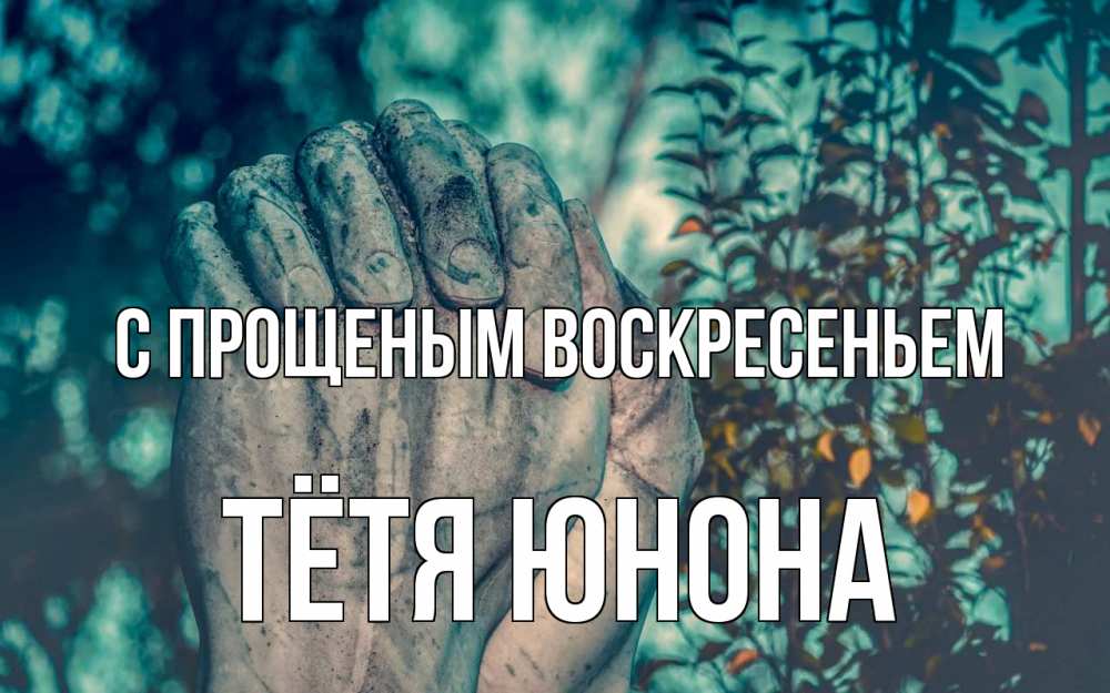 Открытка на каждый день с именем, Тётя-Юнона С прощеным воскресеньем руки Прикольная открытка с пожеланием онлайн скачать бесплатно 