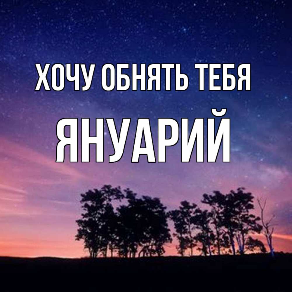 Открытка на каждый день с именем, Януарий Хочу обнять тебя силуэты деревьев Прикольная открытка с пожеланием онлайн скачать бесплатно 