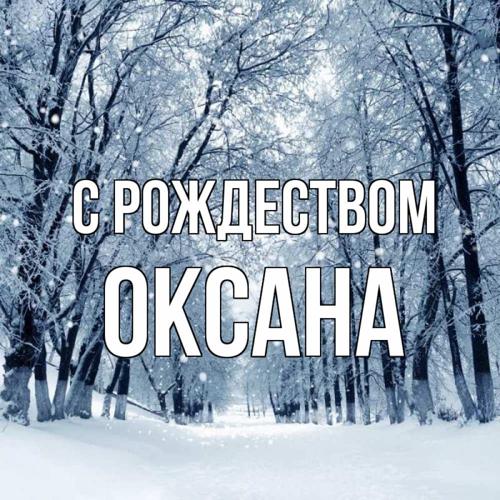 Открытка на каждый день с именем, Оксана С рождеством снег, лес, парк Прикольная открытка с пожеланием онлайн скачать бесплатно 