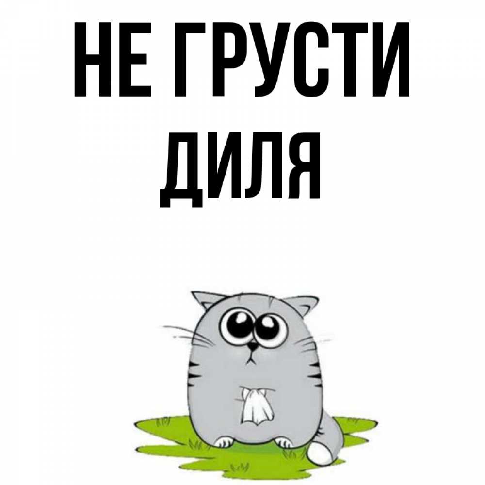 Открытка на каждый день с именем, Диля Не грусти грустный котяра Прикольная открытка с пожеланием онлайн скачать бесплатно 