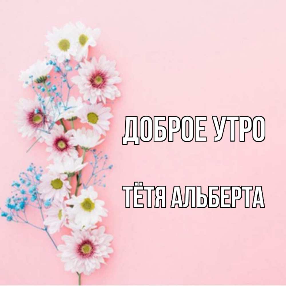 Открытка на каждый день с именем, Тётя-Альберта Доброе утро цветы с подписью Прикольная открытка с пожеланием онлайн скачать бесплатно 