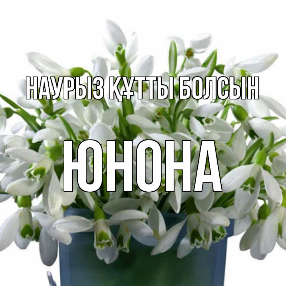 Открытка на каждый день с именем, Юнона Наурыз құтты болсын цветы к наурызу Прикольная открытка с пожеланием онлайн скачать бесплатно 
