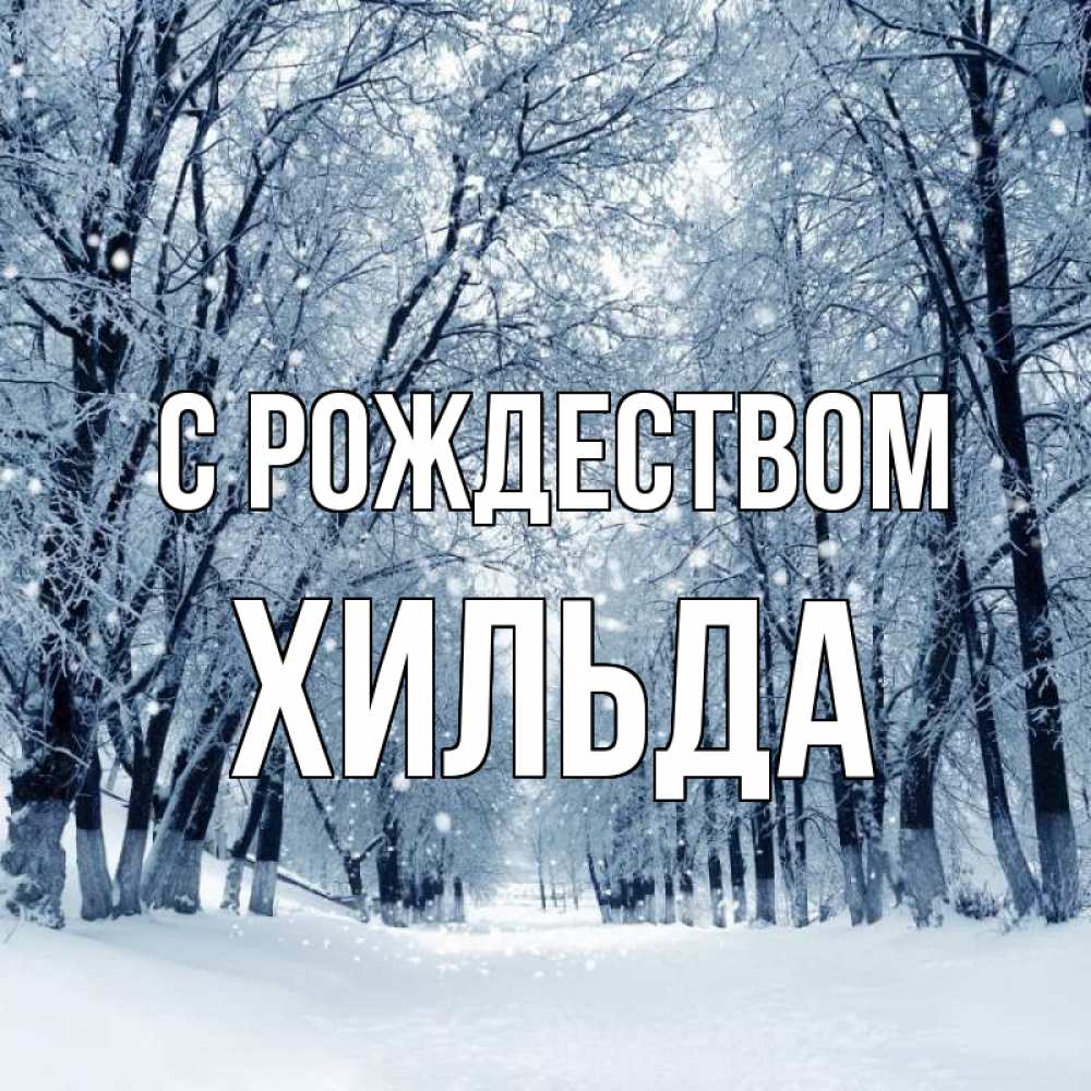 Открытка на каждый день с именем, Хильда С рождеством снег, лес, парк Прикольная открытка с пожеланием онлайн скачать бесплатно 