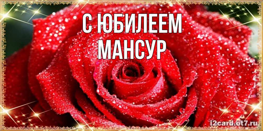 Открытка на каждый день с именем, Мансур С юбилеем роса и роза. открытка с красивой розой Прикольная открытка с пожеланием онлайн скачать бесплатно 