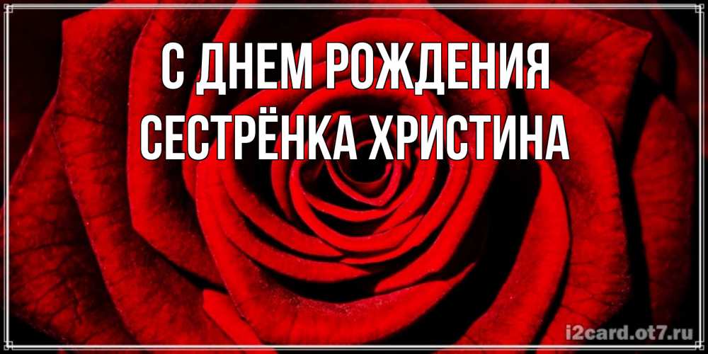 Открытка на каждый день с именем, Сестрёнка-Христина С днем рождения алая роза Прикольная открытка с пожеланием онлайн скачать бесплатно 