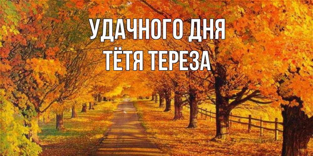 Открытка на каждый день с именем, Тётя-Тереза Удачного дня деревья с осенними листьями Прикольная открытка с пожеланием онлайн скачать бесплатно 