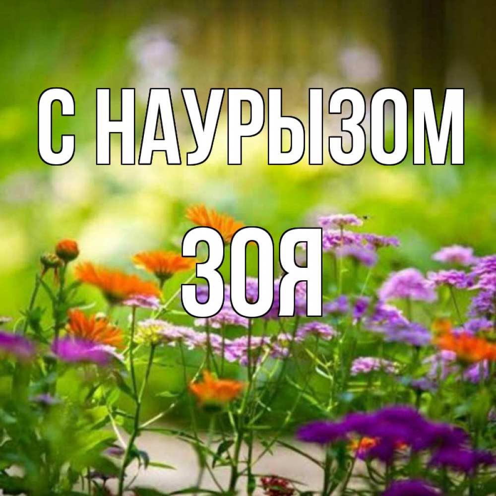 Открытка на каждый день с именем, Зоя С наурызом цветы Прикольная открытка с пожеланием онлайн скачать бесплатно 