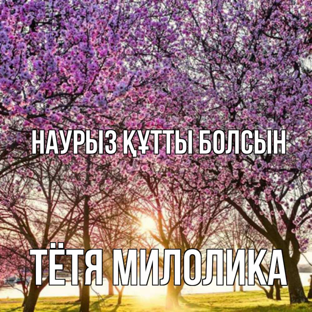 Открытка на каждый день с именем, Тётя-Милолика Наурыз құтты болсын наурыз Прикольная открытка с пожеланием онлайн скачать бесплатно 