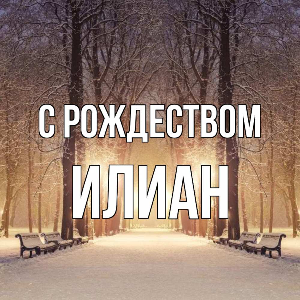 Открытка на каждый день с именем, Илиан С рождеством зима, парк, фонарь, лес Прикольная открытка с пожеланием онлайн скачать бесплатно 