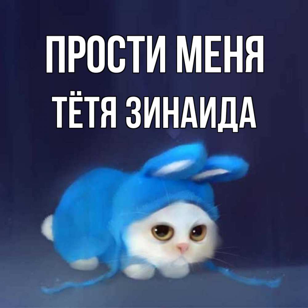 Открытка на каждый день с именем, Тётя-Зинаида Прости меня невинный котозай просит прощения Прикольная открытка с пожеланием онлайн скачать бесплатно 